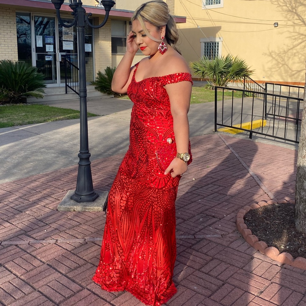 Red sequin dress